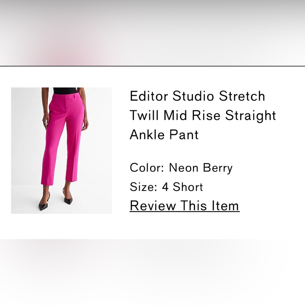 Express Editor Straight Ankle Berry Ankle Pants - Size 4 Short